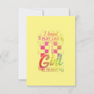 Chess Women Queen Chessfield Team Play Like A Girl Thank You Card