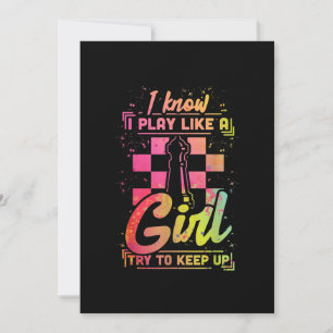 Chess Women Queen Chessfield Team Play Like A Girl Thank You Card