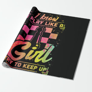 Chess Women Queen Chessfield Team Play Like A Girl Wrapping Paper
