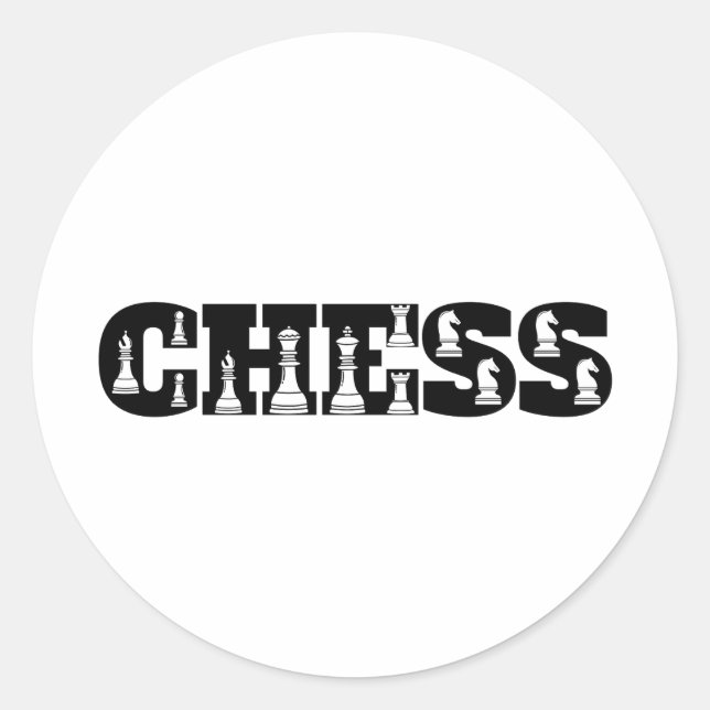 Chess Word Black Letters White Pieces Creative Classic Round Sticker (Front)