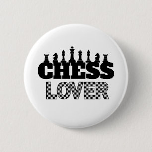 Chess Word Black Pieces Lover Board Pattern Design 2 Inch Round Button