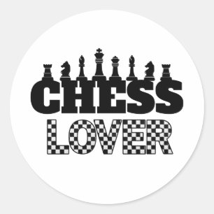 Chess Word Black Pieces Lover Board Pattern Design Classic Round Sticker