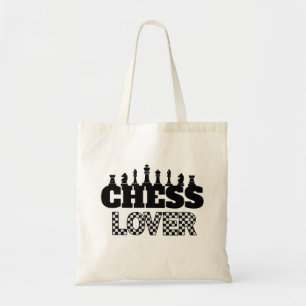 Chess Word Black Pieces Lover Board Pattern Design Tote Bag