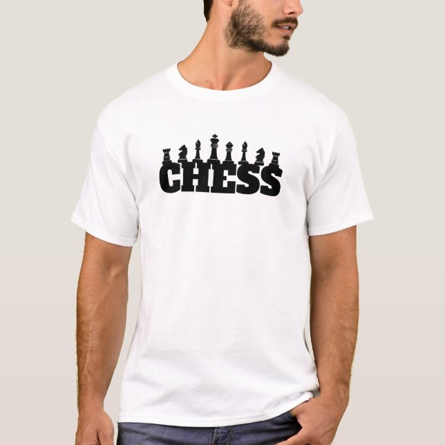 Chess Word Black Pieces Strategy Game Classic T-Shirt (Front)