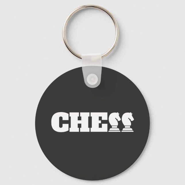 Chess Word White Knights Creative Unique Strategy Keychain (Front)