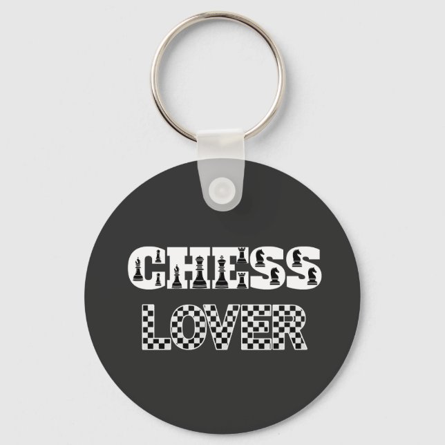 Chess Word White Letters Lover Board Pattern Keychain (Front)