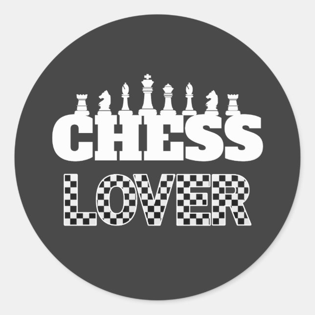 Chess Word White Pieces Lover Board Pattern Classic Round Sticker (Front)