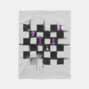 Chessboard and Amethyst Chess Pieces composition Fleece Blanket