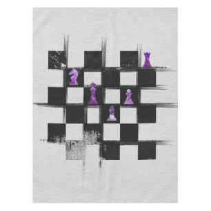 Chessboard and Amethyst Chess Pieces composition Tablecloth