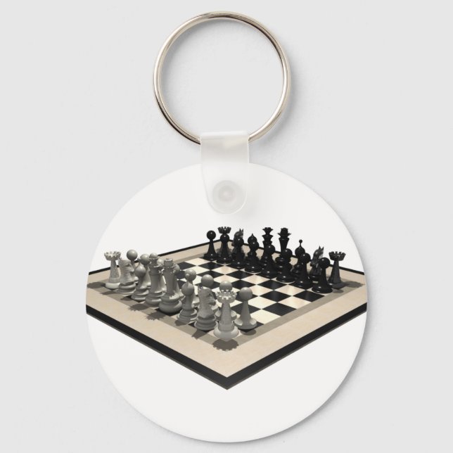 Chessboard and Chess Pieces: Keychain (Front)