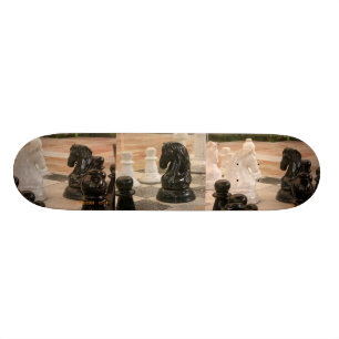 Chessboard and chess pieces skateboard