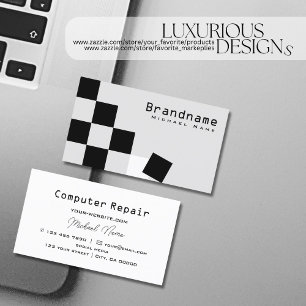 Chessboard Black Light Grey Modern Pattern Stylish Business Card