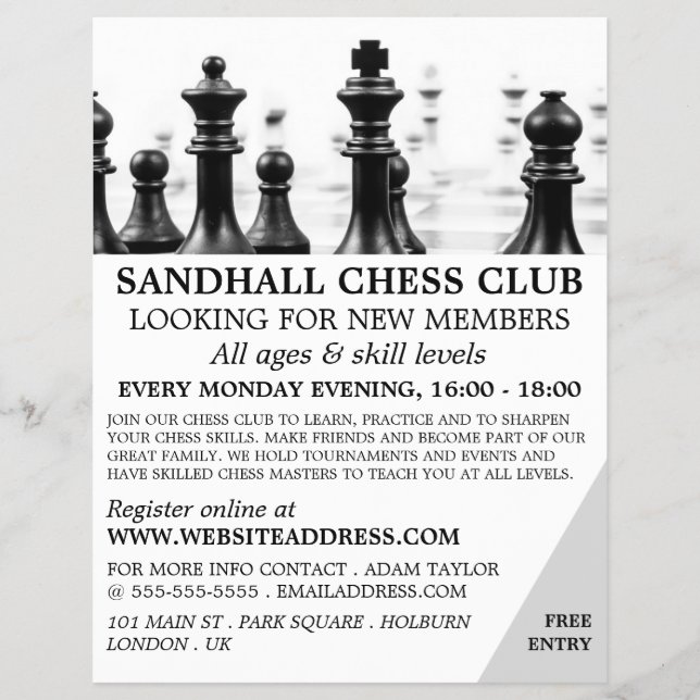 Chessboard, Chess Club Advertising Flyer (Front)