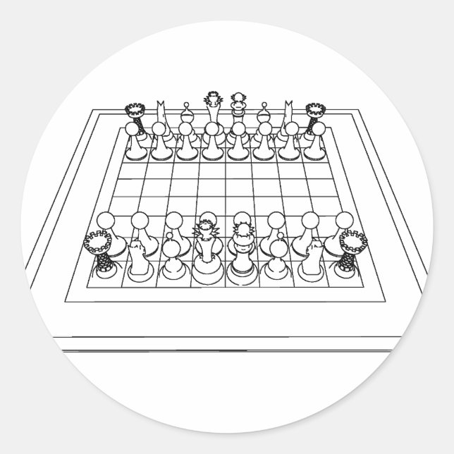 Chessboard & Chess Pieces: Classic Round Sticker (Front)