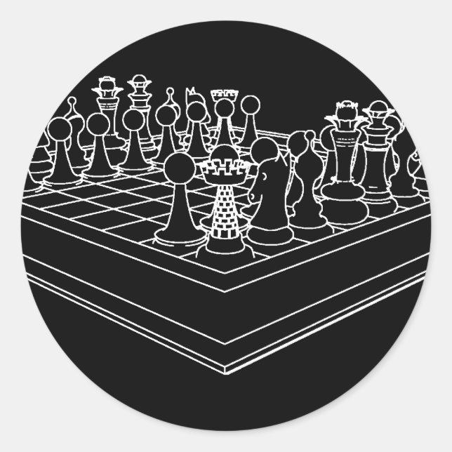 Chessboard & Chess Pieces: Classic Round Sticker (Front)