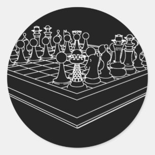 Chessboard & Chess Pieces: Classic Round Sticker