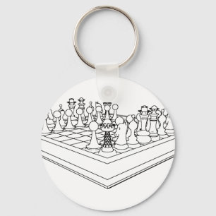 Chessboard & Chess Pieces: Keychain