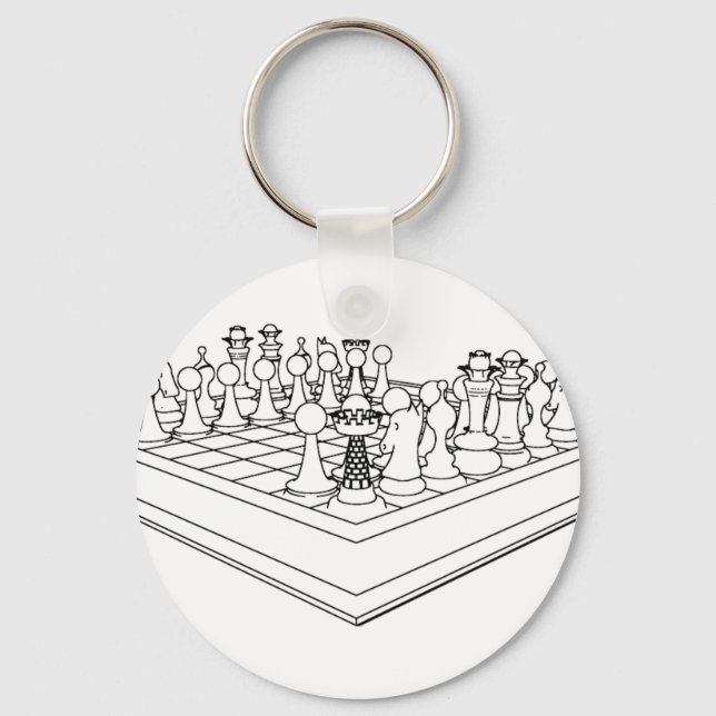 Chessboard & Chess Pieces: Keychain (Front)