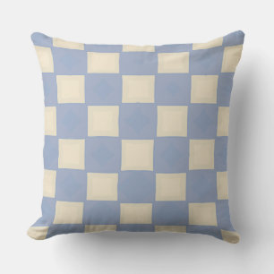 Chessboard of Faded Yellow and Blue  Throw Pillow