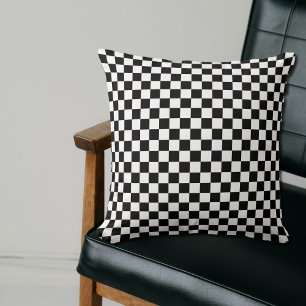 Chessboard pattern in black and white throw pillow