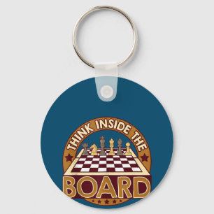 ChessBoard Quote Chess Player Thinking Game Board Keychain
