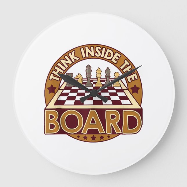 ChessBoard Quote Chess Player Thinking Game Board Large Clock (Front)