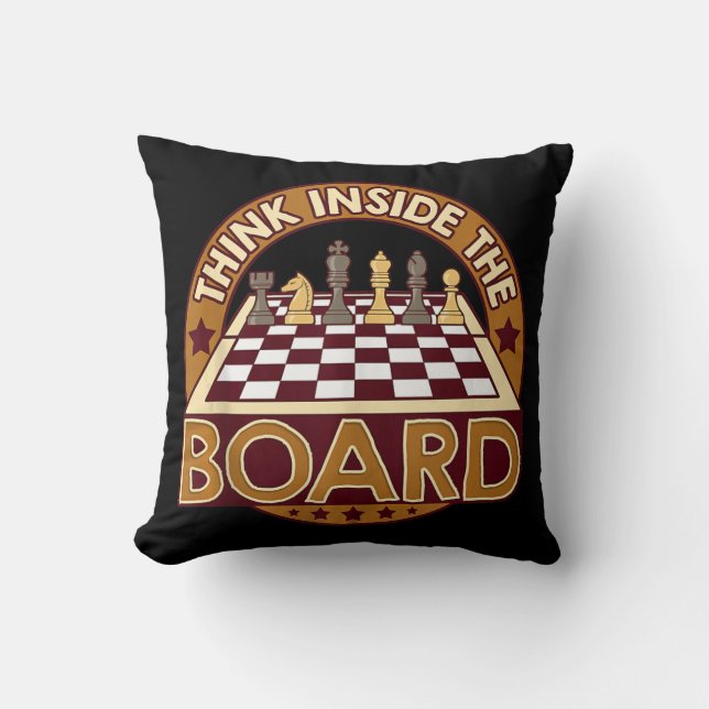 ChessBoard Quote Chess Player Thinking Game Board Throw Pillow (Front)
