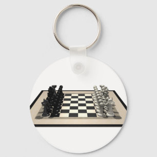 Chessboard with Chess Pieces: Keychain