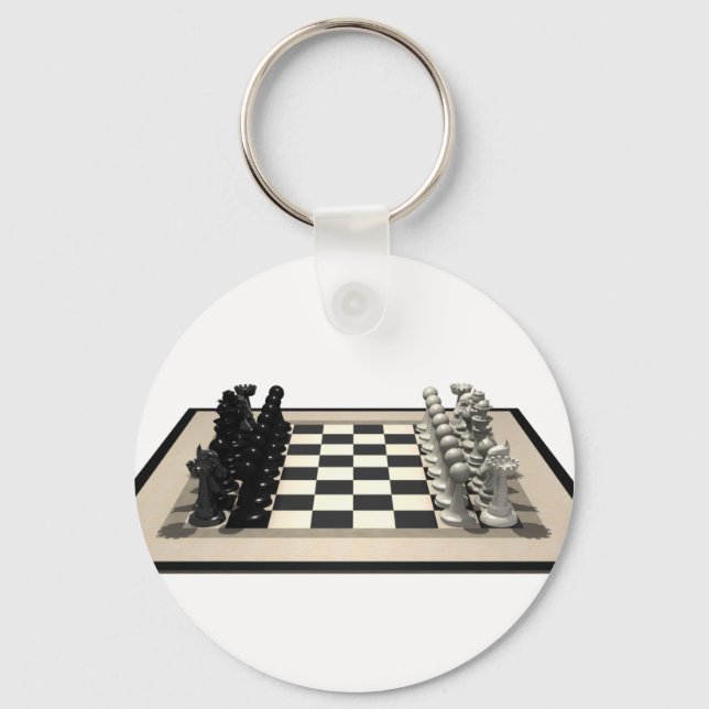 Chessboard with Chess Pieces: Keychain (Front)