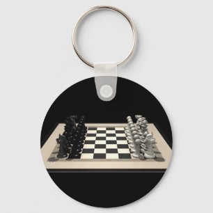 Chessboard with Chess Pieces: Keychain