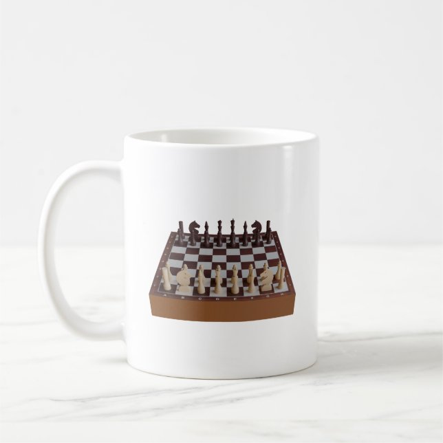 Chessboard with chessmen coffee mug (Left)