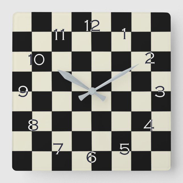 Chessboard with Inverted Numbers wccn Square Wall Clock (Front)