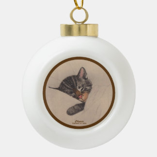 Chessie the Sleeping Kitten Ceramic Ball Ornement