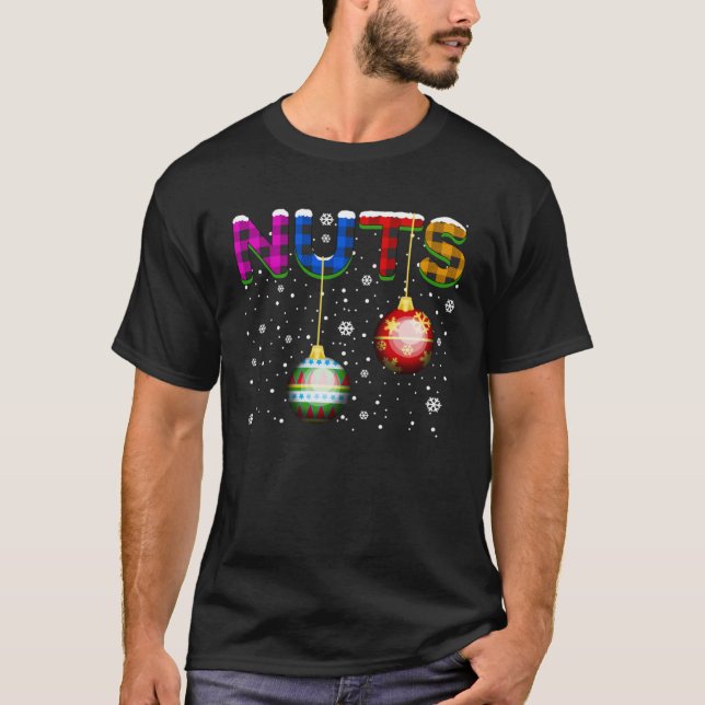 Chest and Nuts Inappropriate Couples Christmas Mat T-Shirt (Front)