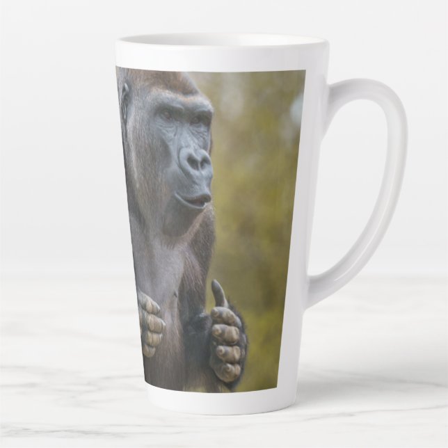 Chest Beating Gorilla Trinket Tray Latte Mug (Right)
