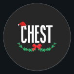 Chest Christmas Festive Santa Hat Design  Classic Round Sticker<br><div class="desc">Chest Christmas Festive Santa Hat Design</div>