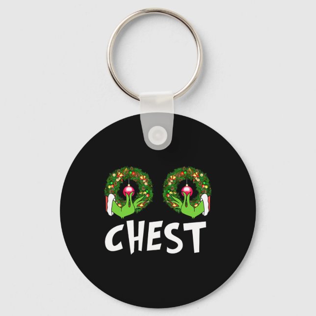 Chest Nuts Christmas Fun Matching Couple Chest Nut Keychain (Front)