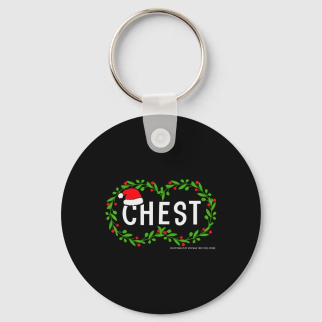 Chest Nuts Christmas Fun Matching Couple Chestnuts Keychain (Front)