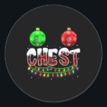 Chest Nuts Christmas Funny Matching Couple Chestnu Classic Round Sticker<br><div class="desc">Chest Nuts Christmas Funny Matching Couple Chestnuts</div>