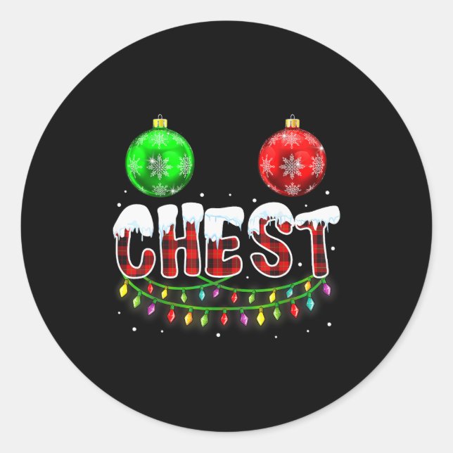 Chest Nuts Christmas Funny Matching Couple Chestnu Classic Round Sticker (Front)