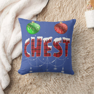 Chest Nuts Christmas Red Plaid Matching Couple Che Throw Pillow