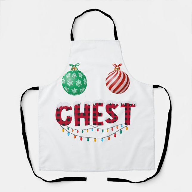 Chest Nuts Christmas Shirt Funny Matching Couple C Apron (Front)