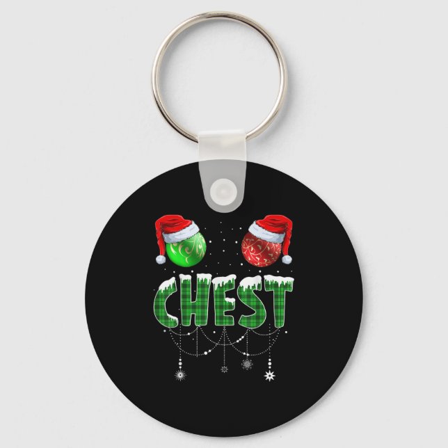 Chest Nuts Christmas T Shirt Matching Couple Chest Keychain (Front)