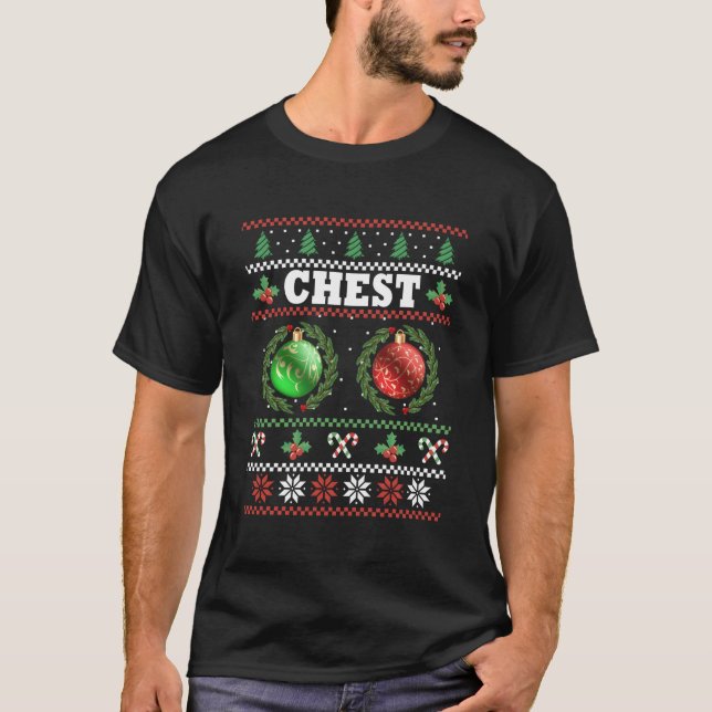 Chest Nuts Christmas Ugly Matching Couple Chestnut T-Shirt (Front)