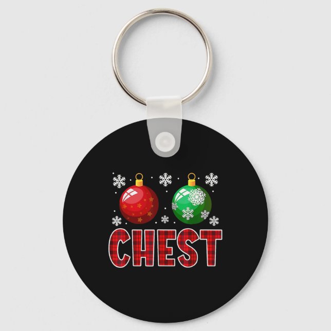 Chest Nuts Fun Matching Chestnuts Christmas Couple Keychain (Front)