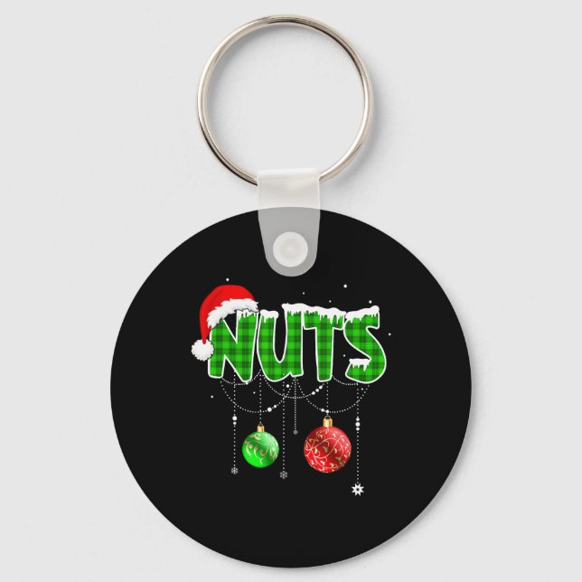 Chest Nuts Fun Matching Chestnuts Christmas Couple Keychain (Front)