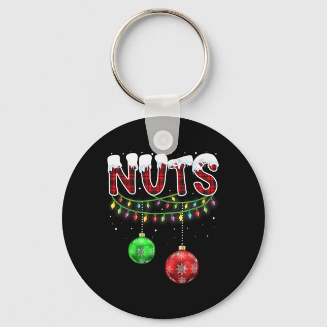 Chest Nuts Matching Chestnuts Fun Christmas Couple Keychain (Front)
