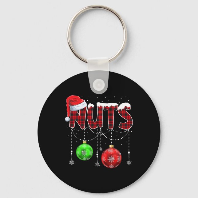 Chest Nuts Matching Chestnuts Fun Christmas Couple Keychain (Front)