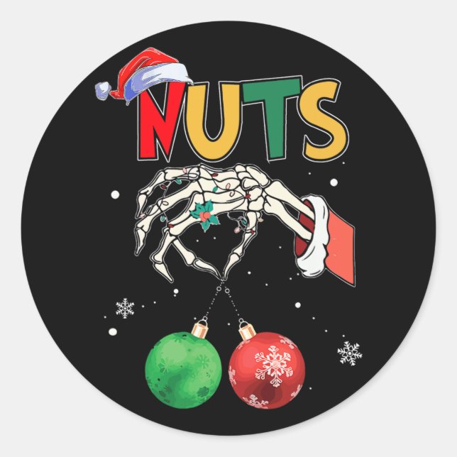 chest nuts matching chestnuts funny christmas coup classic round sticker (Front)