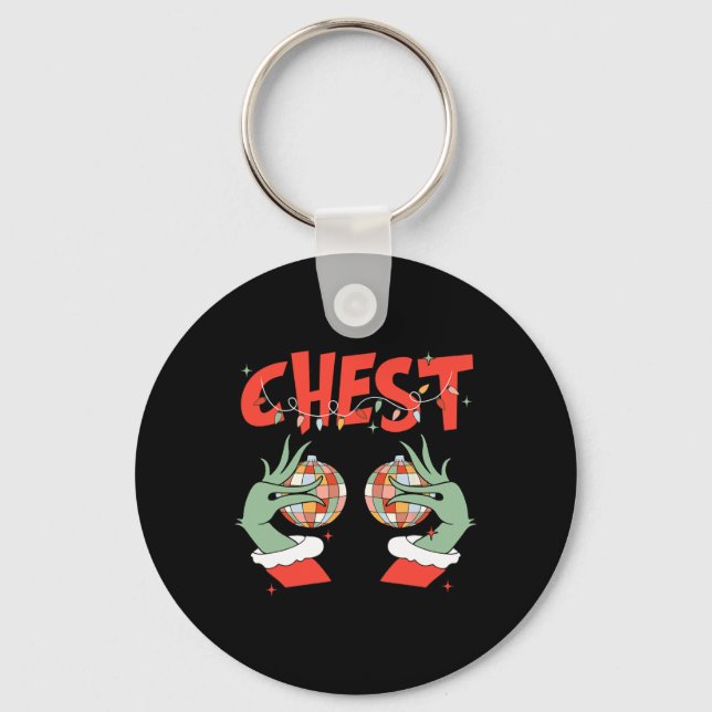 Chest Nuts Matching Chestnuts Xmas Christmas Coupl Keychain (Front)